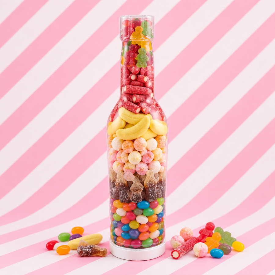 Chocabox sweet bottle layered with pick and mix