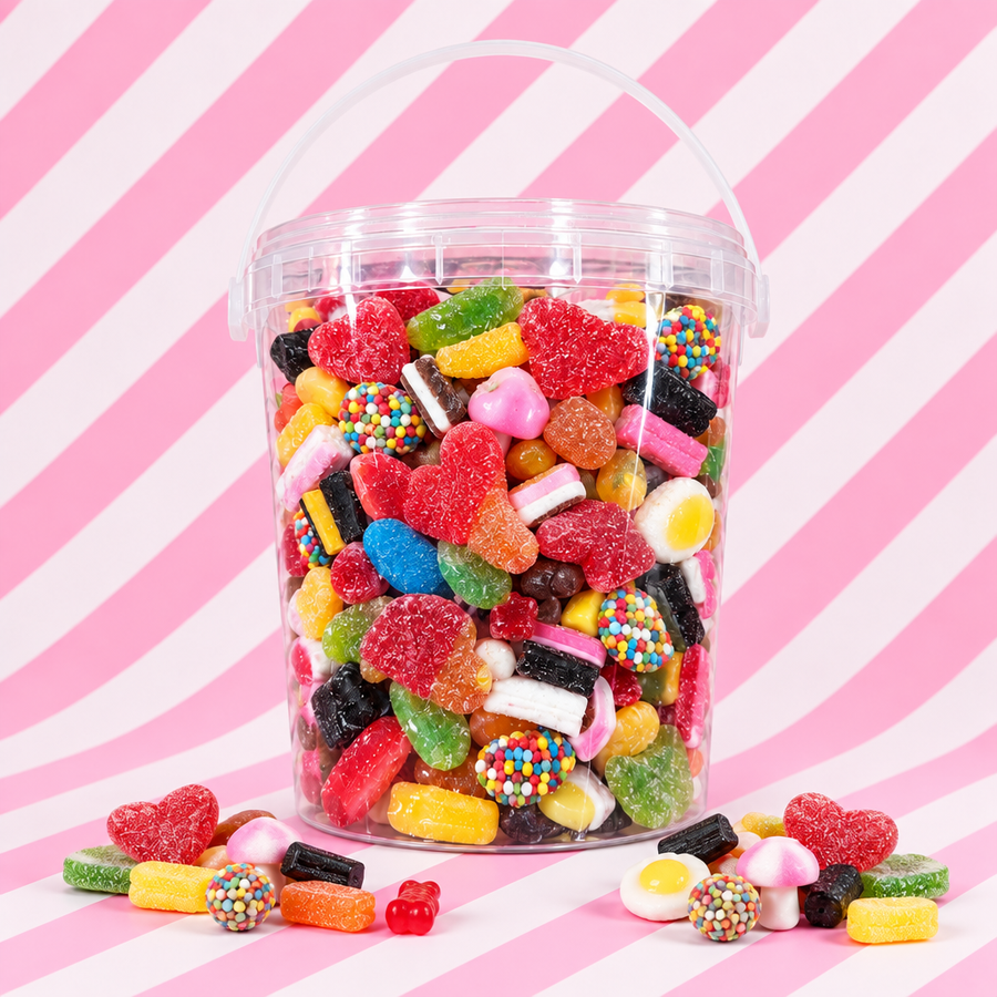 Chocabox pick and mix bucket filled with sweets