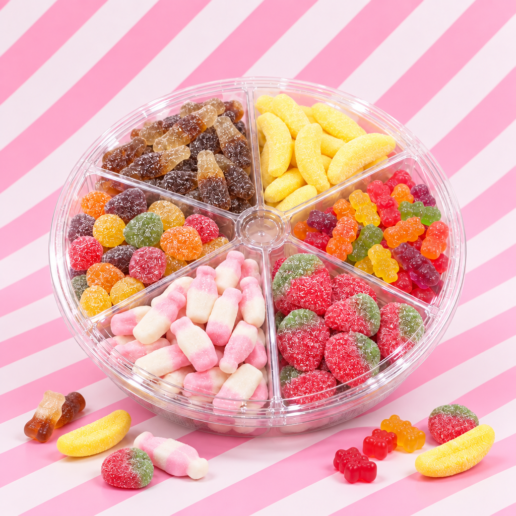 Chocabox sweet platter with sections of pick and mix